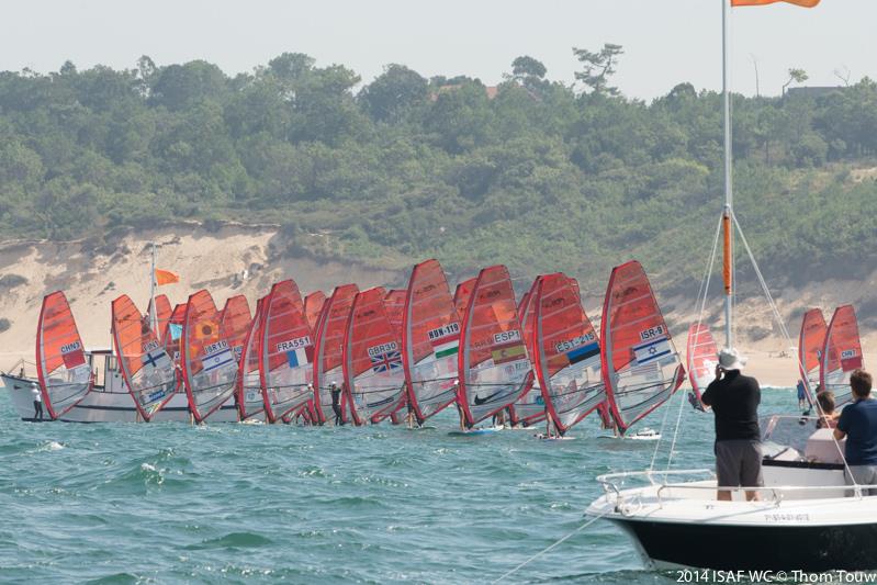 RSX Women's fleet on day 2 of the ISAF Sailing World Championship photo copyright Thom Touw taken at  and featuring the RS:X class