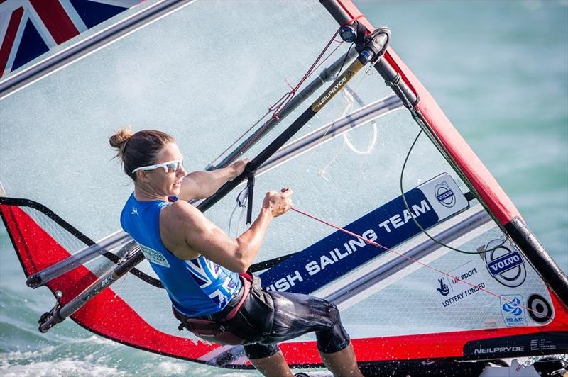 Bryony Shaw on day 1 of the ISAF Sailing World Cup Final in Abu Dhabi photo copyright Jesus Renedo / Sailing Energy / ISAF taken at  and featuring the RS:X class