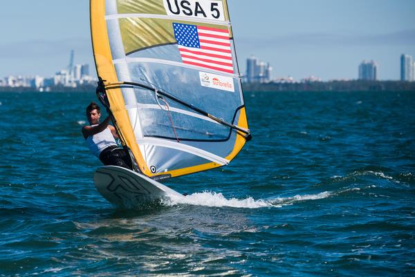 US RS:X Raoul Lopez on day 3 of ISAF Sailing World Cup Miami photo copyright Jen Edney / US Sailing Team Sperry taken at Coconut Grove Sailing Club and featuring the RS:X class