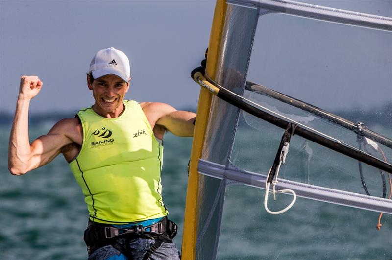 Louis Giard (FRA) win the Men's RS:X class at World Cup Series Miami photo copyright Pedro Martinez / Sailing Energy / World Sailing taken at Coconut Grove Sailing Club and featuring the RS:X class