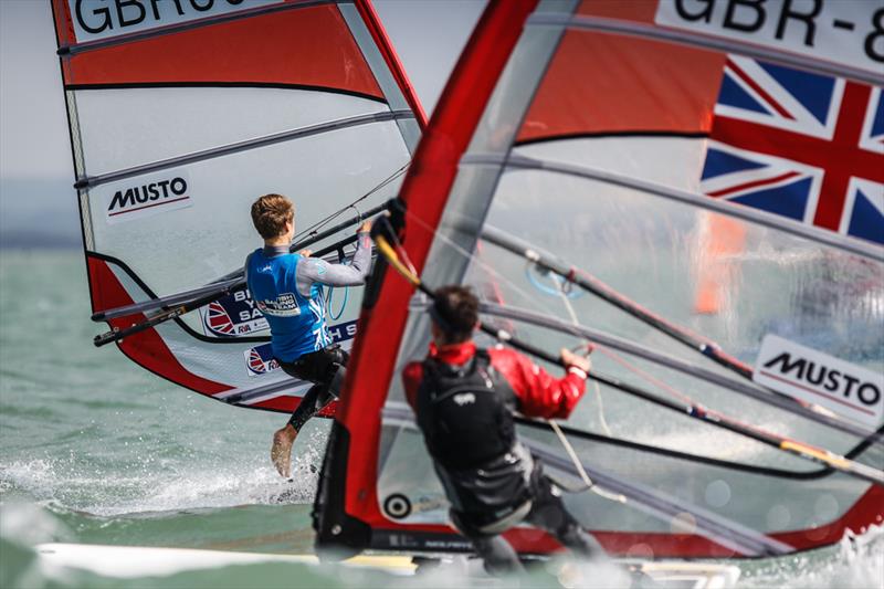 RS:X racing on day 3 of the RYA Youth Nationals photo copyright Paul Wyeth / RYA taken at Hayling Island Sailing Club and featuring the RS:X class