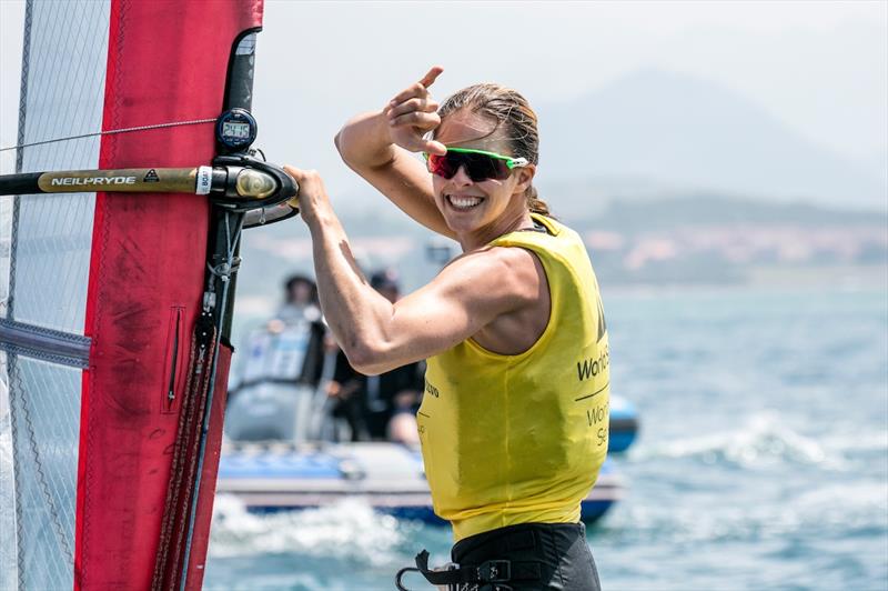 Patricia Freitas full of smiles afer her RS:X gold on day 5 of the World Cup Series Final in Santander - photo © Jesus Renedo / Sailing Energy / World Sailing