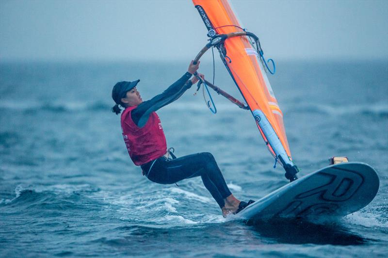 Women's RS:X Champion Hei Man H V Chan (HKG) at 2017-18 World Cup Series in Gamagori, Japan photo copyright Jesus Renedo / Sailing Energy / World Sailing taken at  and featuring the RS:X class