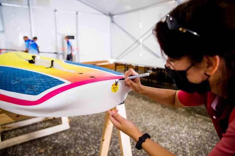 Measuring boats ahead of Tokyo 2020 photo copyright World Sailing taken at  and featuring the RS:X class