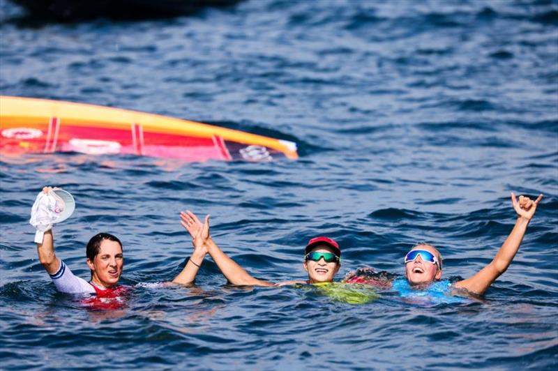 China wins gold in Women's Windsurfer at the Tokyo 2020 Olympic Sailing Competition photo copyright Sailing Energy / World Sailing taken at  and featuring the RS:X class