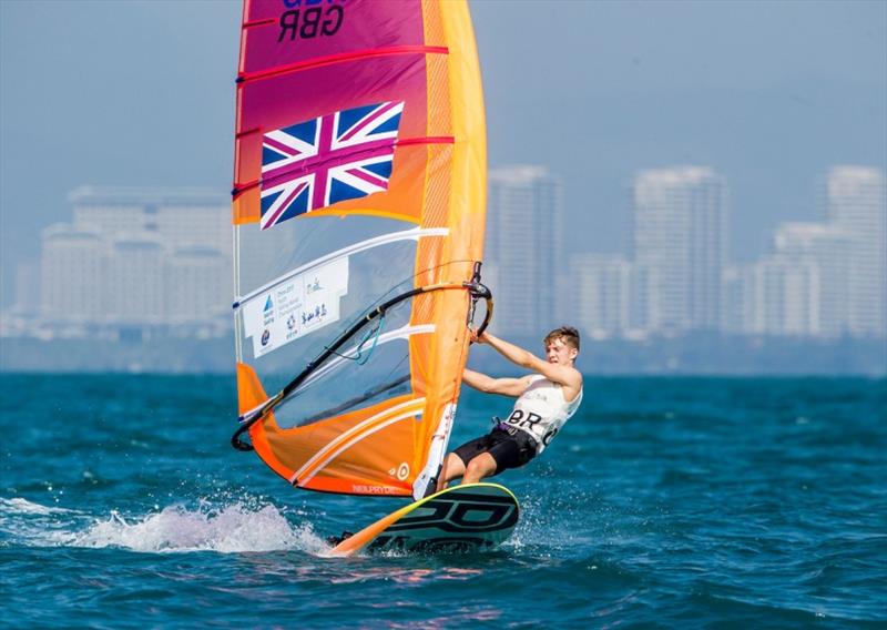 Andy Brown (RS:X) at Youth Sailing Worlds photo copyright Jesus Renedo / Sailing Energy / World Sailing taken at Royal Yachting Association and featuring the RS:X class