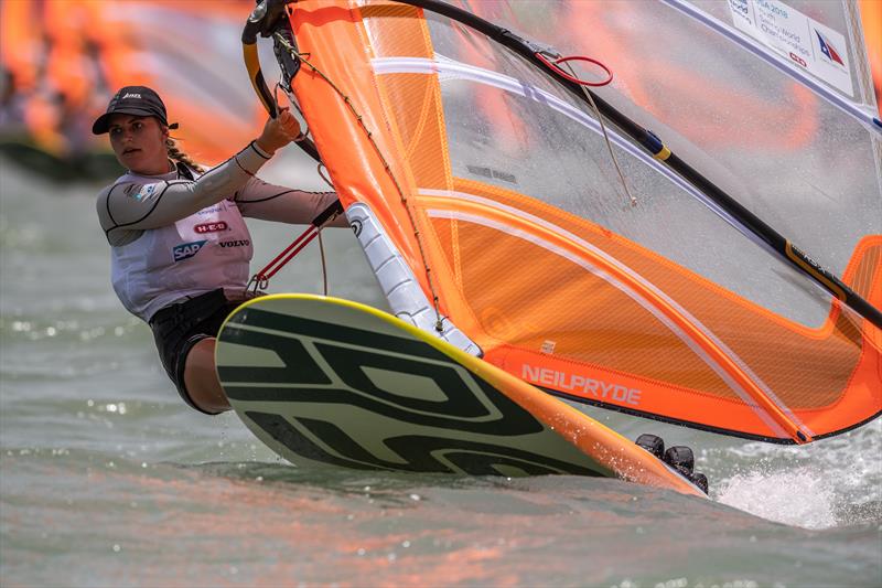 Veerle ten Have (NZL) leads Womens RS:X - Day 1, 2018 World Sailing Youth Worlds, Corpus Christi, Texas, USA - photo © Jen Edney / World Sailing