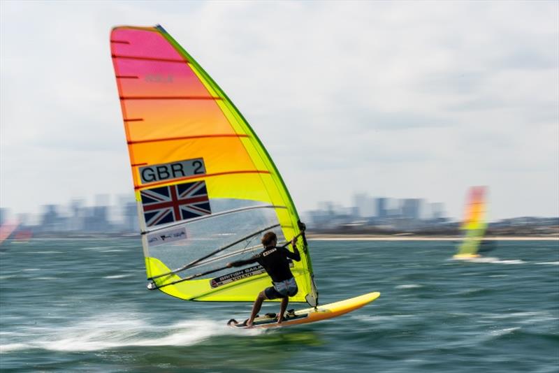 Tom Squires at Sail Melbourne International 2020 photo copyright Beau Outteridge / Sail Melbourne taken at Royal Brighton Yacht Club and featuring the RS:X class