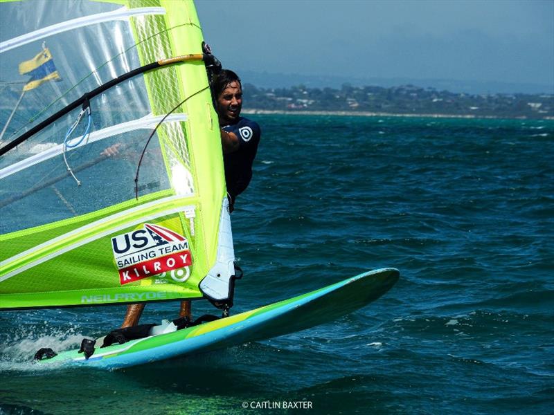 Pedro Pascual at the 2020 RS:X Windsurfing World Championships, day 3 photo copyright Caitlin Baxter taken at Sorrento Sailing Couta Boat Club and featuring the RS:X class