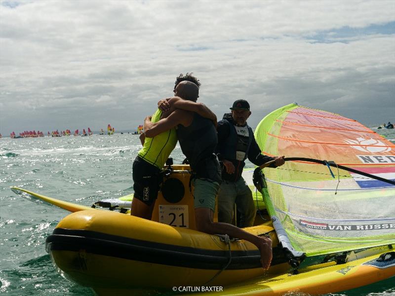 Dorian van Rijsselberghe and Kiran Badloe, NED - 2020 RS:X Windsurfing World Championships, day 4 photo copyright Caitlin Baxter taken at Sorrento Sailing Couta Boat Club and featuring the RS:X class