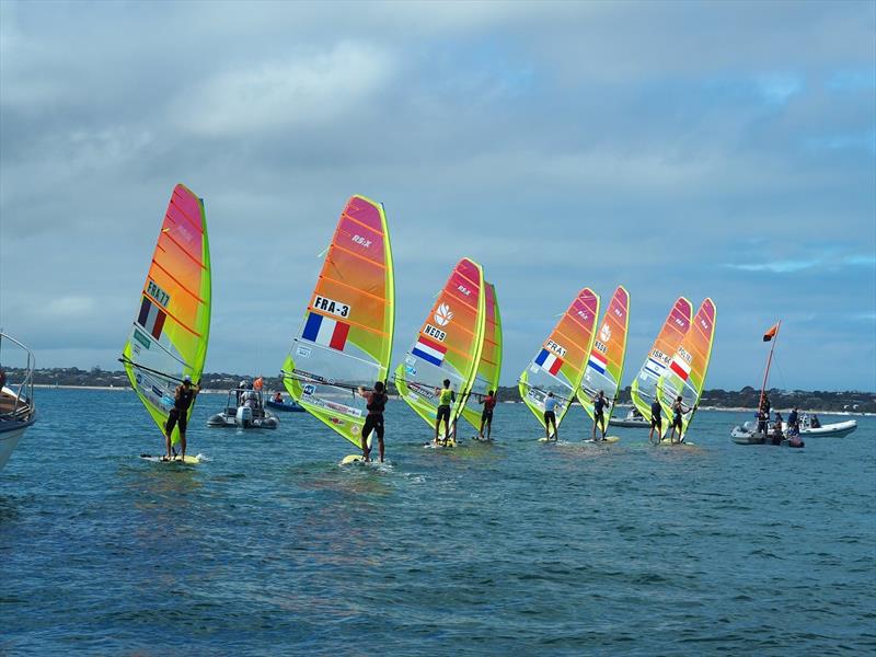 Men's fleet - 2020 RS:X Windsurfing World Championships photo copyright Caitlin Baxter taken at Sorrento Sailing Couta Boat Club and featuring the RS:X class