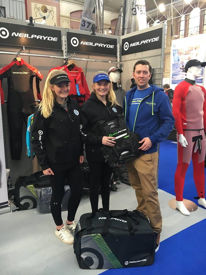 Matilda and Flo on the NeilPryde Sailing stand at the RYA Suzuki Dinghy Show photo copyright NeilPryde Sailing taken at RYA Dinghy Show and featuring the  class