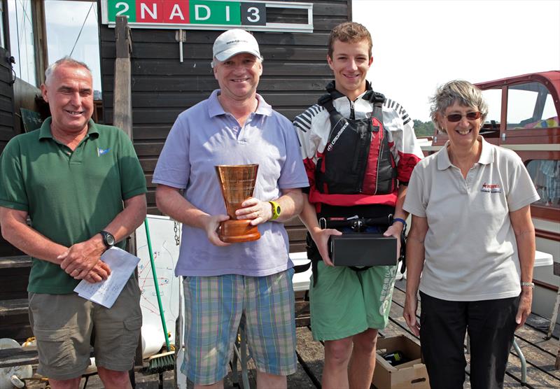 Champions Matthew and Freddie Scott with Race Officer Mark Luckhurst and Commodore Fil Daniels during the Norfolk Punt Championships at Barton Broad prize giving - photo © Robin Myerscough