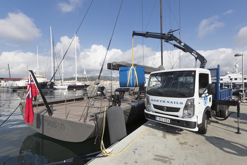 Unloading sails from a Open Season to the North Sails Service Loft in Palma - photo © Ian Roman / North Sails