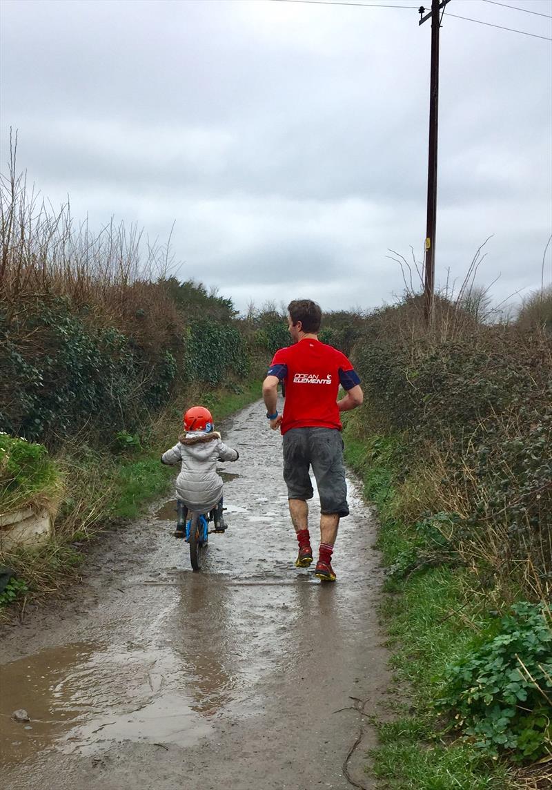 James Hardiman in training with daughter Libby cycling alongside photo copyright Ocean Elements taken at  and featuring the  class