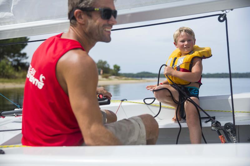 James sailing with his son at Club Mayotte, Bordeaux photo copyright Ocean Elements taken at  and featuring the  class