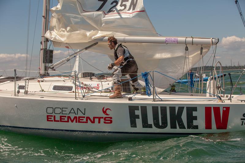 Sail problems for James Hardiman on the SoloFASTNET start line - photo © James Hardiman