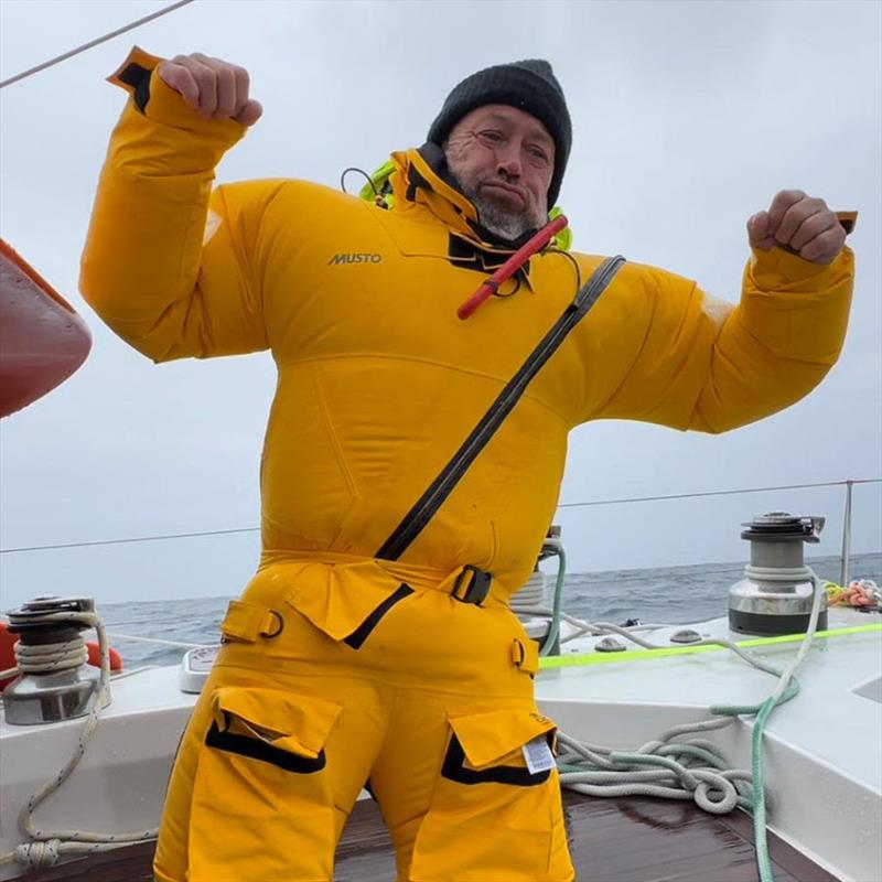 Glenn clearly enjoying the food onboard Outlaw - photo © OGR2023 / Outlaw