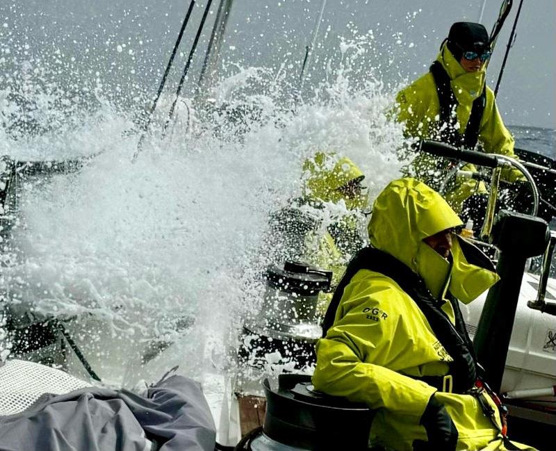 The crew of Spirit of Helsinki experiencing first-hand the pleasures of the bigger winds and seas they've been looking forward to! photo copyright Spirit of Helsinki / OGR2023 taken at  and featuring the Ocean Globe Race class