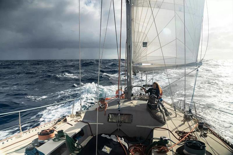 Marie Tabarly at the helm of Pen Duick VI - Cape Horn - Feb 6, 2024 photo copyright Martin Keruzoré taken at Yacht Club de France and featuring the Ocean Globe Race class