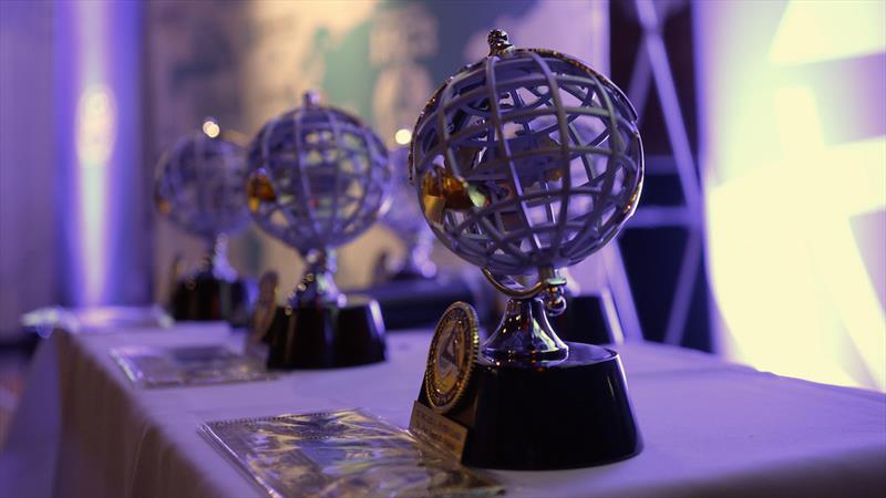 The famous OGR globes presented to the Yacht Club Punta del Este - photo © OGR2023 / Rob Havill