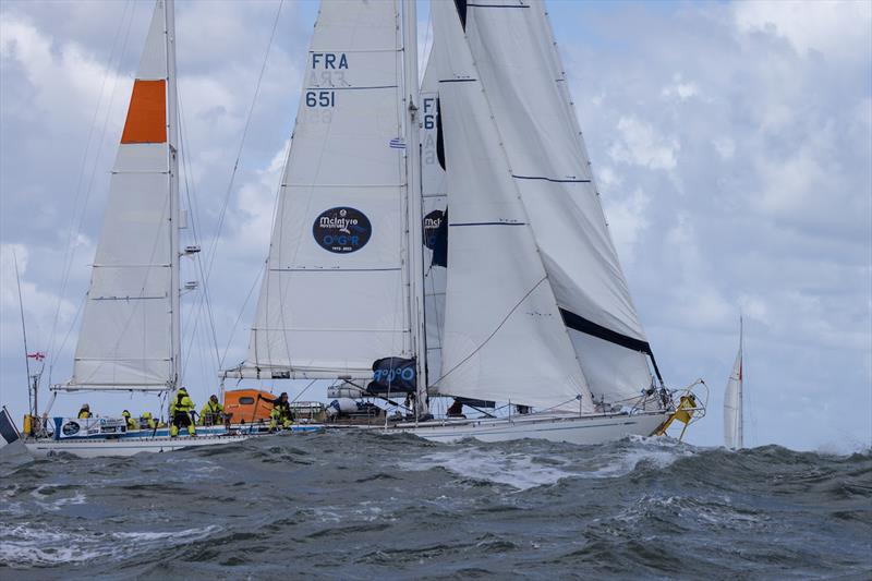 Getting way too close and personal with a buoy stuck on the bowsprit of the Swan 65 Evrika - photo © Matias Capizzano