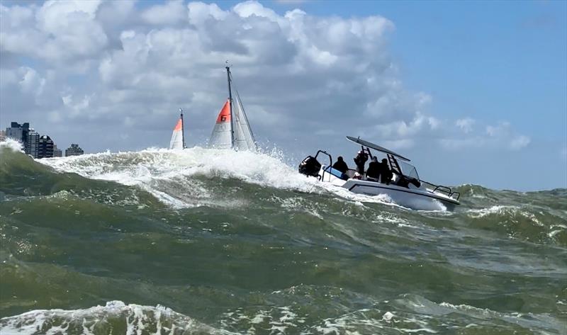 Choppy waves in the Punta del Este waters - Ocean Globe Race Leg 4 photo copyright The Maiden Factor / Kaia Bint Savage taken at Yacht Club Punta del Este and featuring the Ocean Globe Race class