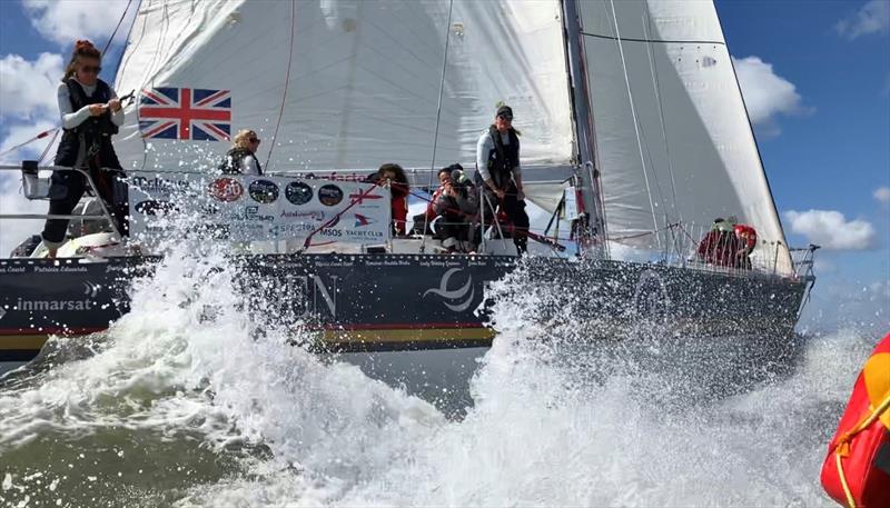 Returning the horseshoe to Maiden after they threw it in the water for the man overboard on Pen Duick - Ocean Globe Race Leg 4 photo copyright The Maiden Factor / Kaia Bint Savage taken at Yacht Club Punta del Este and featuring the Ocean Globe Race class