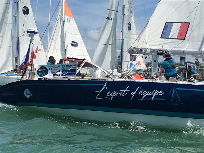 L'Esprit D'équipe at the start line of Leg 3 – Auckland to Punta del Este photo copyright OGR2023 / Marco Ausderau taken at  and featuring the Ocean Globe Race class