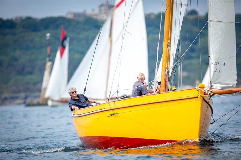 Falmouth Working Boat Victory Racing in the Teamac Race photo copyright Paul Gibbins Photography taken at Royal Cornwall Yacht Club and featuring the Gaffers class