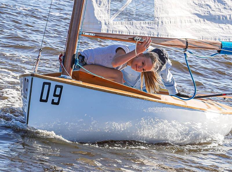 Finn dinghy modified with a timber gaff rig racing at Noosa photo copyright Ian Martin taken at Noosa Yacht and Rowing Club and featuring the Gaffers class