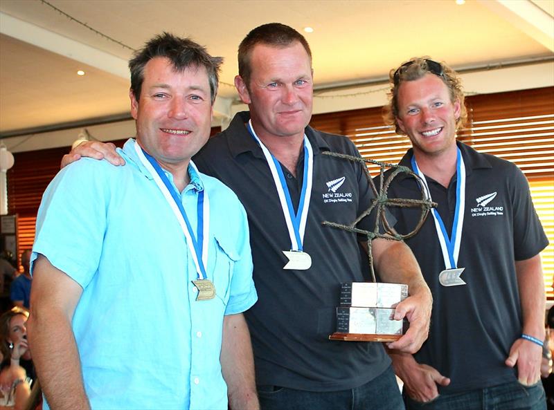 Roger Blasse (AUS), Matt Stechmann (NZL) and Luke O'Connell (NZL) at the OK Worlds - photo © Robert Deaves
