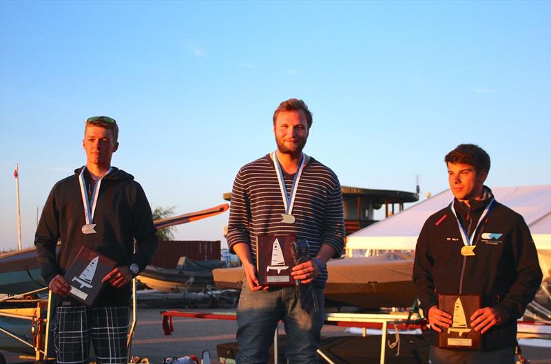 Junior Podium (L to R, Dawid Kania, Johannes Dagerbrant, Michael Gaj) at the OK World Championship in Puck photo copyright Tom Lonsdale taken at  and featuring the OK class