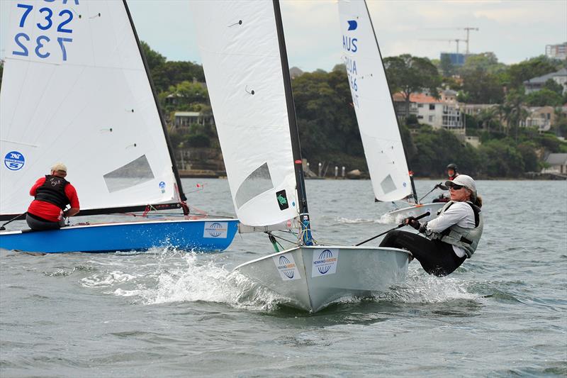 Liz Williams hiking in Race 4 at the Australian OK Nationals photo copyright Bruce Kerridge taken at Drummoyne Sailing Club and featuring the OK class