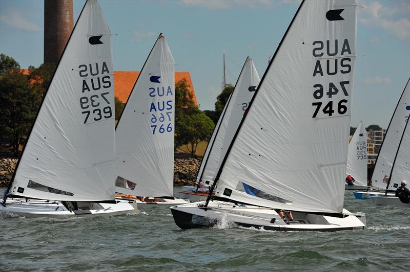 Tim Davies, Bob Buchanan, Peter Wallace on day 4 at the Australian OK Nationals photo copyright Bruce Kerridge taken at Drummoyne Sailing Club and featuring the OK class