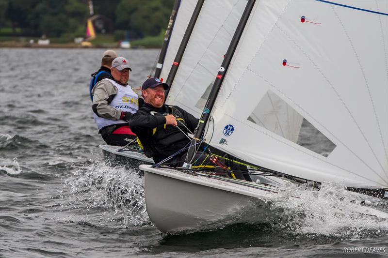 Charlie Cumbley with his starting face on - day 2 of the OK Dinghy European Championship photo copyright Robert Deaves taken at  and featuring the OK class