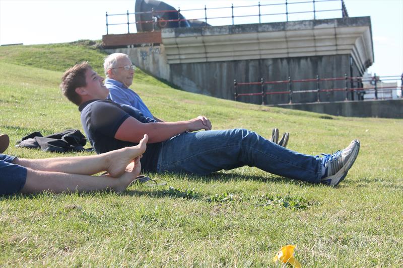 The sit-up king on the right during the OK Nationals at Herne Bay photo copyright Mary Reddyhoff taken at Herne Bay Sailing Club and featuring the OK class