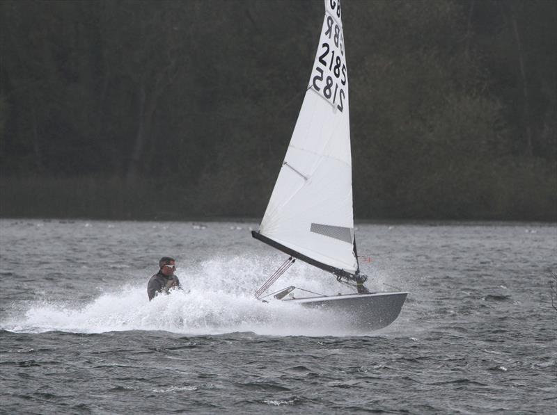 Battling Storm Brian during the South Staffs OK Open photo copyright Tim Coleshaw taken at South Staffordshire Sailing Club and featuring the OK class