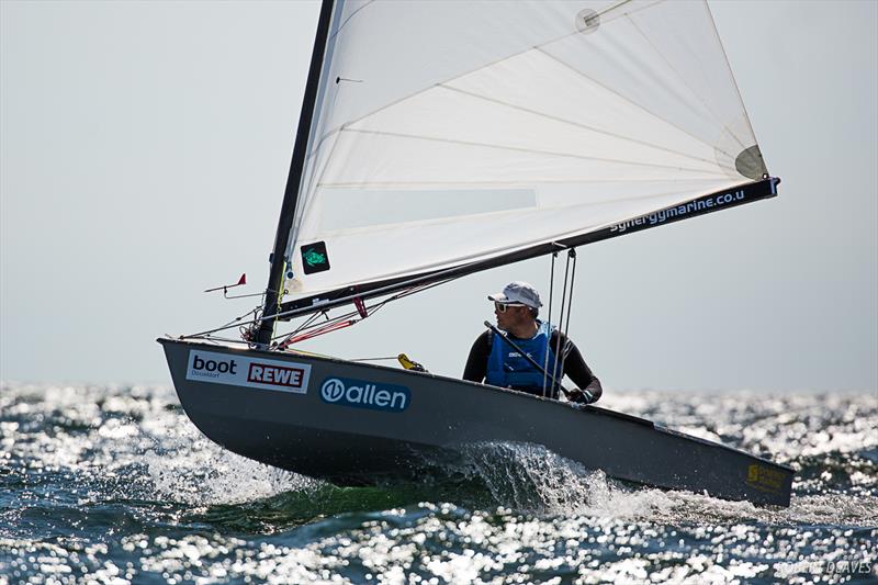 Simon Cox on day 3 of the OK Dinghy European Championship in Kiel, Germany - photo © Robert Deaves