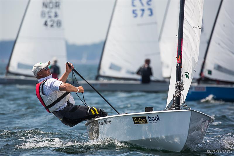 Bo Petersen during the OK Dinghy European Championship in Kiel, Germany photo copyright Robert Deaves taken at Kieler Yacht Club and featuring the OK class