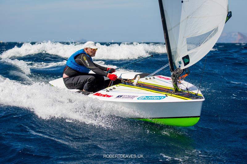 Simon Cox on day 3 of the OK Dinghy Autumn Trophy 2021 photo copyright Robert Deaves taken at Société Nautique de Bandol and featuring the OK class