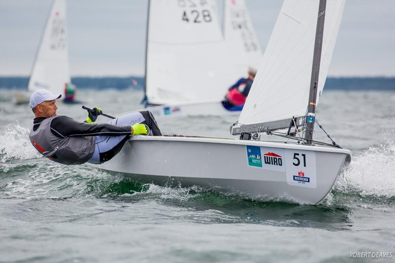 Andre Budzien wins the 2018 OK Dinghy World Championship, Warnemünde photo copyright Robert Deaves taken at  and featuring the OK class