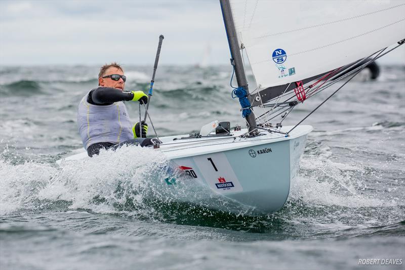 Thomas Hansson-Mild on day 5 at 2018 OK Dinghy World Championship, Warnemünde photo copyright Robert Deaves taken at  and featuring the OK class