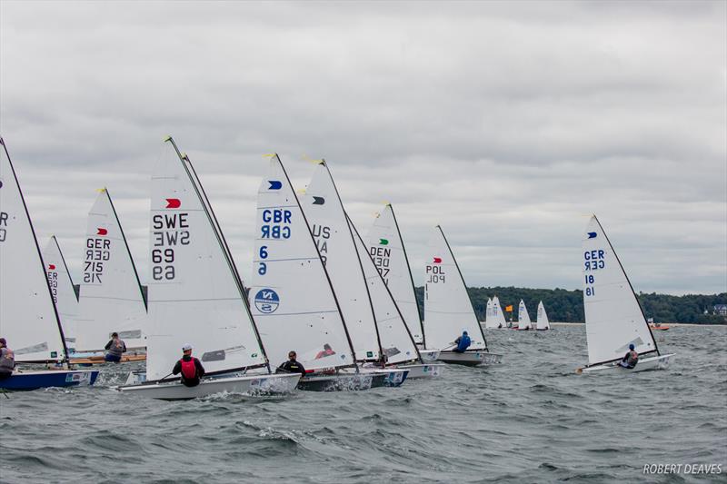 Jan Kurfeld's costly start on day 5 at 2018 OK Dinghy World Championship, Warnemünde photo copyright Robert Deaves taken at Warnemünder Segel-Club and featuring the OK class