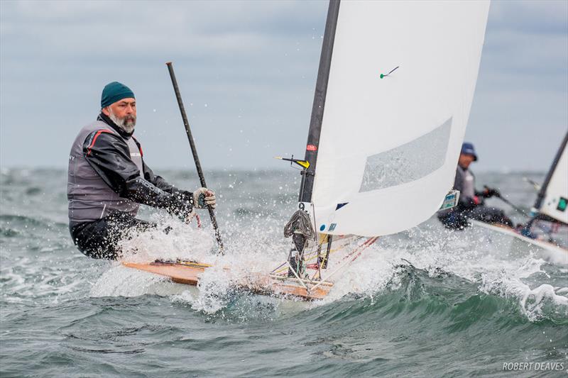 Dirk Gericke on day 5 at 2018 OK Dinghy World Championship, Warnemünde photo copyright Robert Deaves taken at  and featuring the OK class