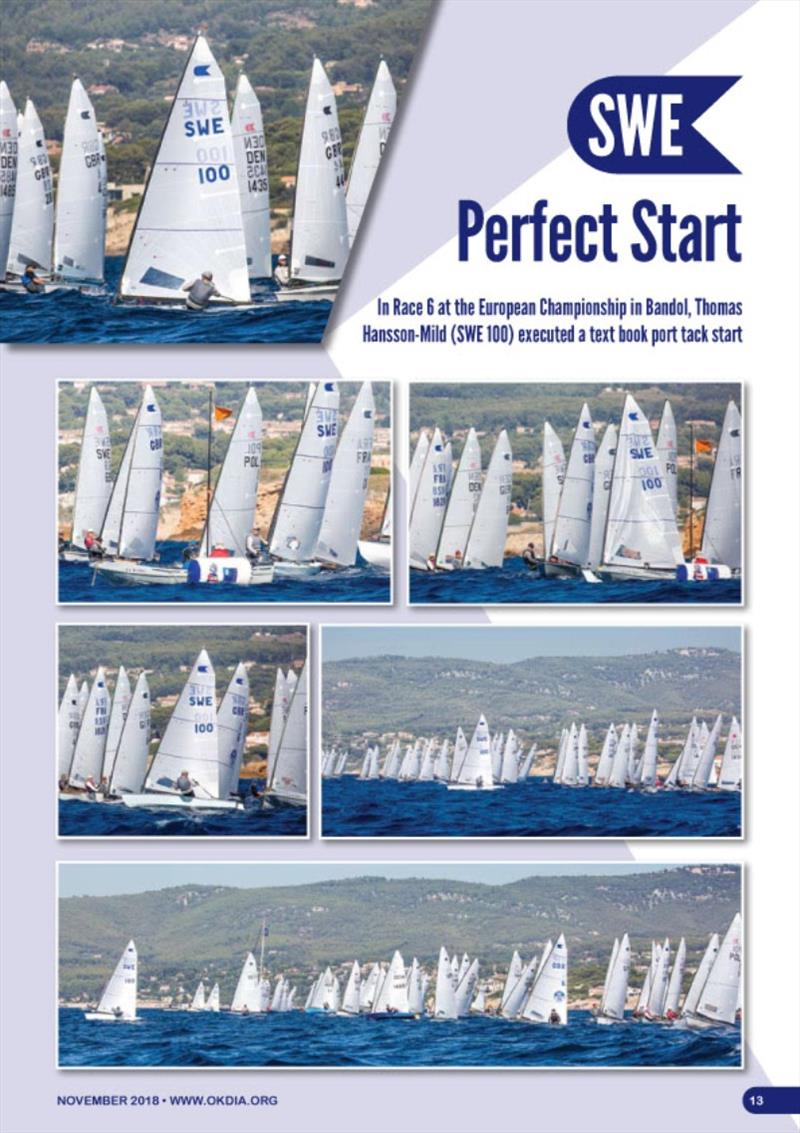 Photo feature showing Thomas Hansson-Mild's perfect port tack start in Race 6 of the Europeans in Bandol. Thomas also features on the front cover. - photo © Robert Deaves