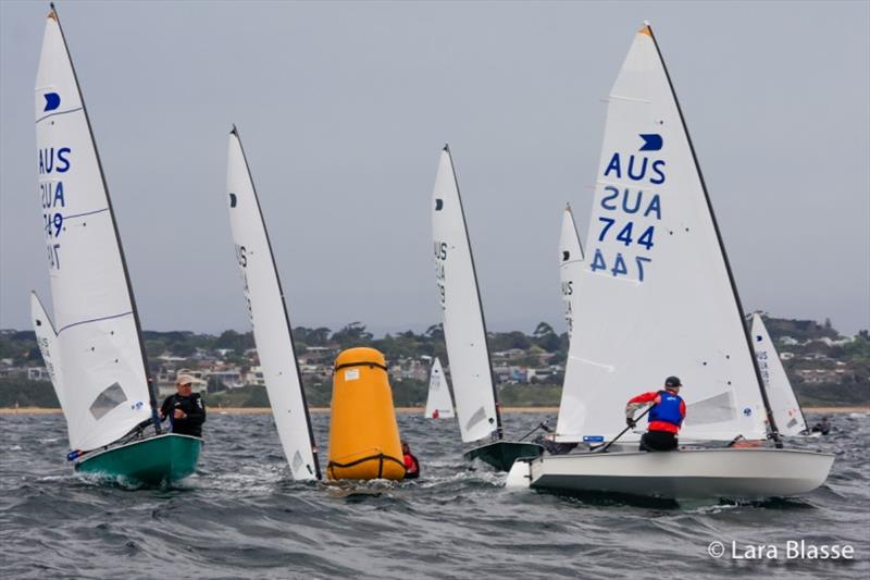 Michael Horvarth leads round from Roger Blasse - Australian OK Dinghy Nationals, Day 1 photo copyright Lara Blasse taken at  and featuring the OK class