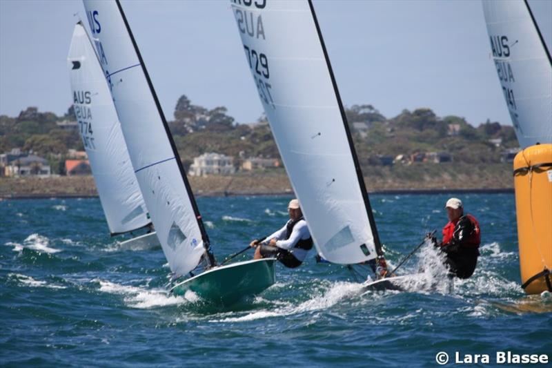 Roger and Andre Blasse at top mark - Day 4 - Australian OK Dinghy Nationals photo copyright Lara Blasse taken at  and featuring the OK class