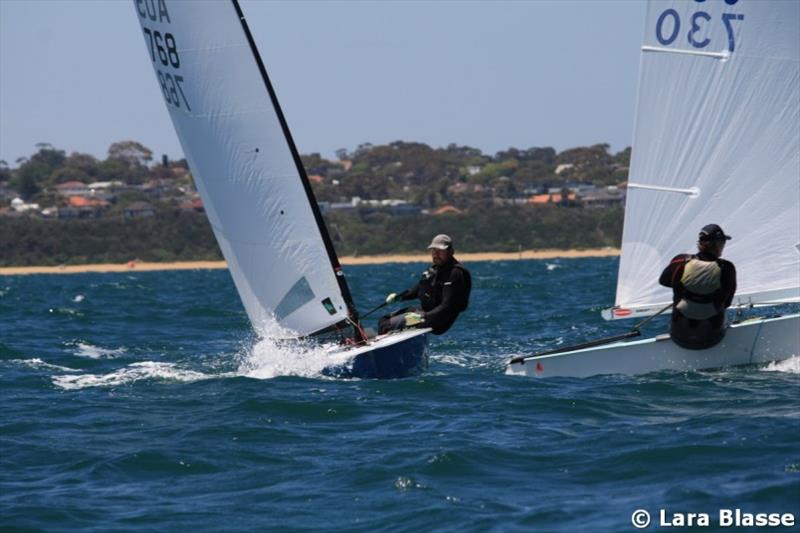 Mark Jackson ducks Mike Williams - Day 4 - Australian OK Dinghy Nationals - photo © Lara Blasse