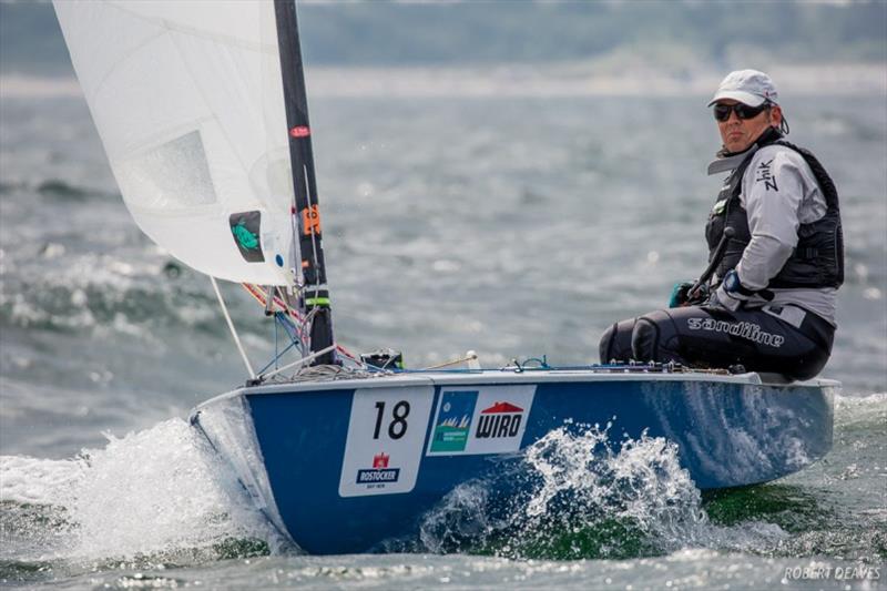 Simon Probert in Warnemünde in 2018 - OK Dinghy World Championship photo copyright Robert Deaves taken at  and featuring the OK class
